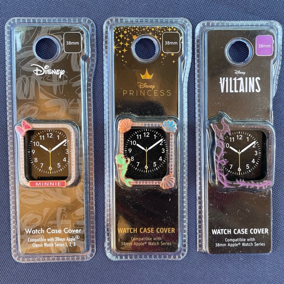 Disney Other - Disney 38mm Apple Watch face cover lot - Minnie - Little Mermaid - maleficent